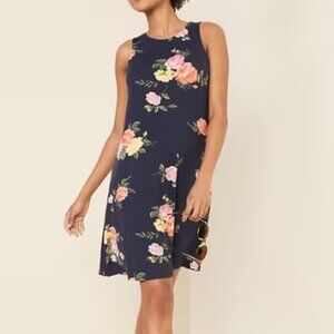 Old Navy Navy Blue Floral Print Sleeveless Jersey Swing XS Dress